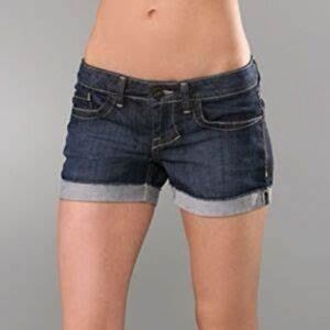 William Rast Scarlet Cuffed Short Denim Shorts in dark blue 24